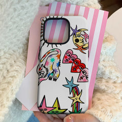 Personified Celestial Stickers IPhone17 Must-Haves Phone Case for IPhone 17 16 15 14 13 12 Pro Max Plus Double-layer Back Cover