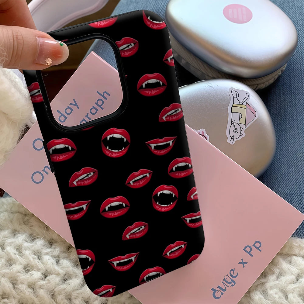 Vampire Lips Pattern IPhone17 Must-Haves Phone Case for IPhone 17 16 15 14 13 12 Pro Max Plus Double-layer Back Cover