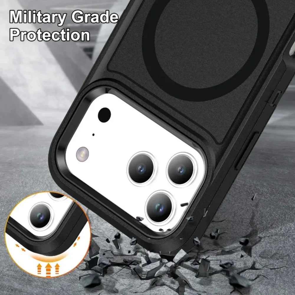 3in1 Heavy Military Otter Armor Box Shockproof Phone Case for iPhone 17 Air 16 15 14 Pro Max For Magsafe Wireless Charging Cover