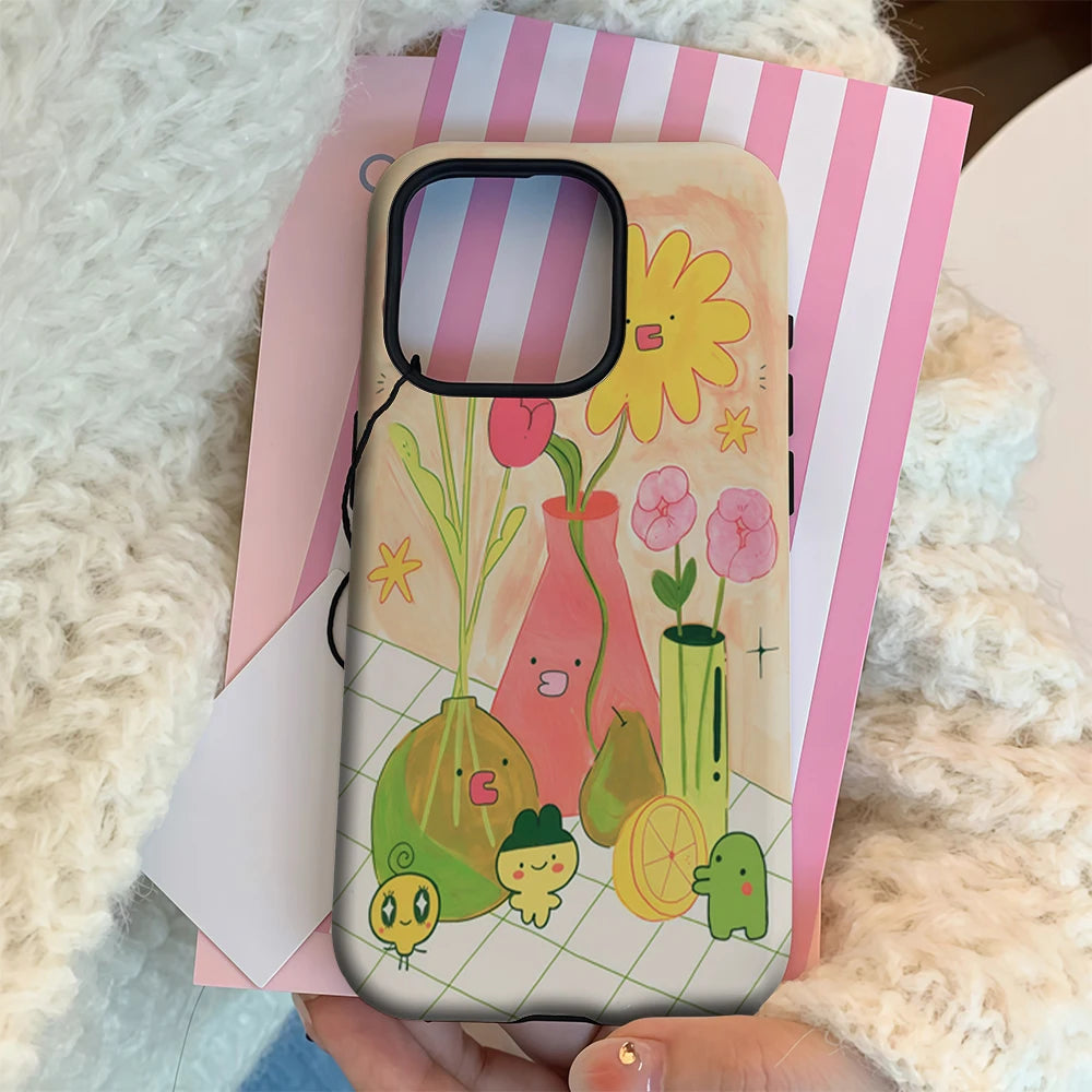 Kawaii Botany Pals IPhone17 Must-Haves Phone Case for IPhone 17 16 15 14 13 12 Pro Max Plus Double-layer Back Cover