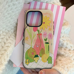 Kawaii Botany Pals IPhone17 Must-Haves Phone Case for IPhone 17 16 15 14 13 12 Pro Max Plus Double-layer Back Cover