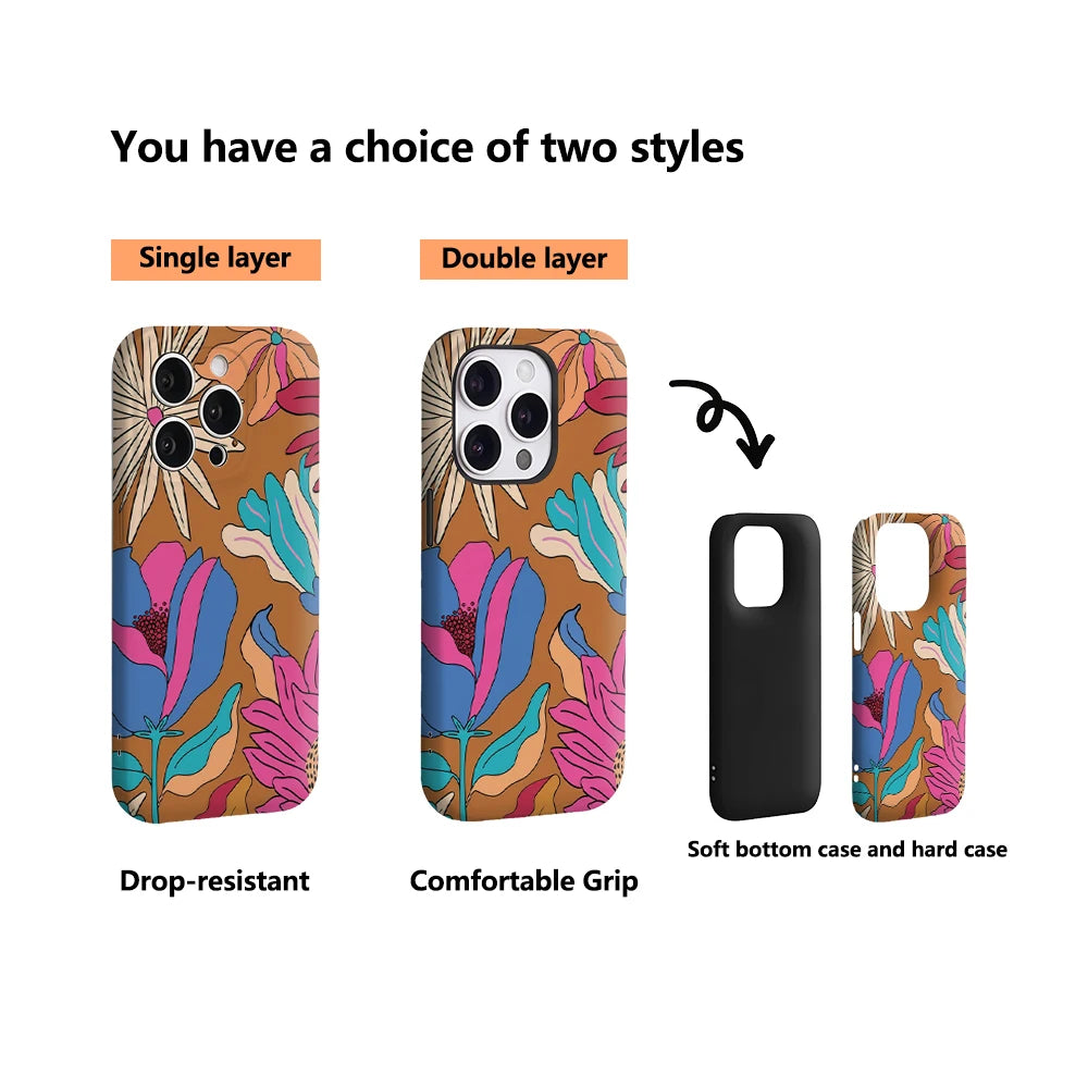Retro Floral Pop Art Mix IPhone17 Must-Haves Phone Case for IPhone 17 16 15 14 13 12 Pro Max Plus Double-layer Back Cover