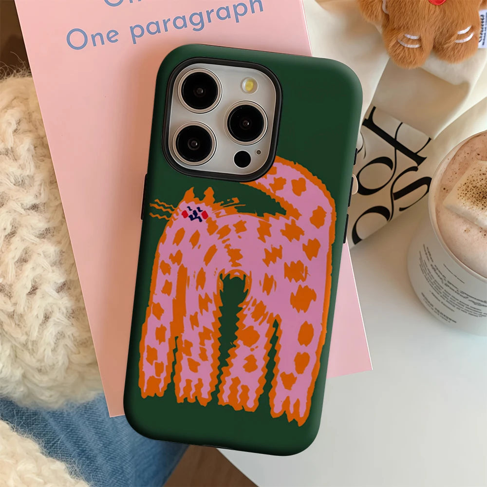 Playful Spotted Cat IPhone17 Must-Haves Phone Case for IPhone 17 16 15 14 13 12 11 Pro Max Plus Double-layer Back Cover