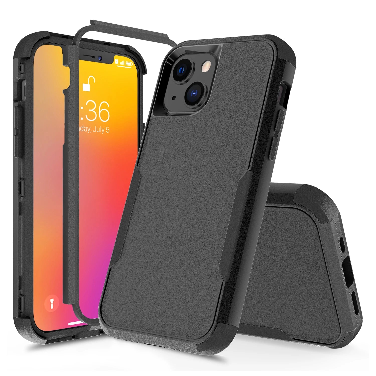 3 Layer Case for iPhone17 16 15 14 13 Pro Max Mini 12 11 7 8 Plus XS Max XR Luxury Armor Shockproof Soft Bumpers Hard Cover