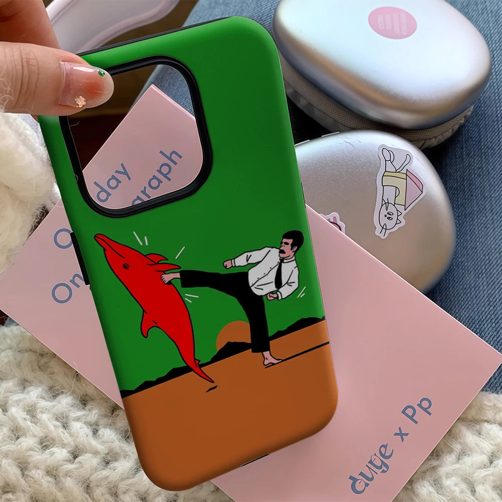 Surreal Karate Dolphin Kick IPhone17 Must-Haves Phone Case for IPhone 17 16 15 14 13 12 Pro Max Plus Double-layer Back Cover
