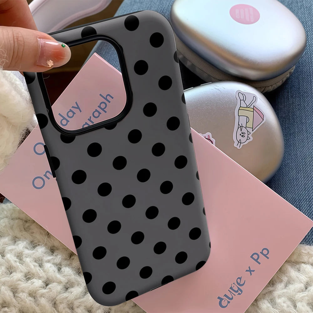 Classic Black Polka Dots IPhone17 Must-Haves Phone Case for IPhone 17 16 15 14 13 12 11 Pro Max Plus Double-layer Back Cover
