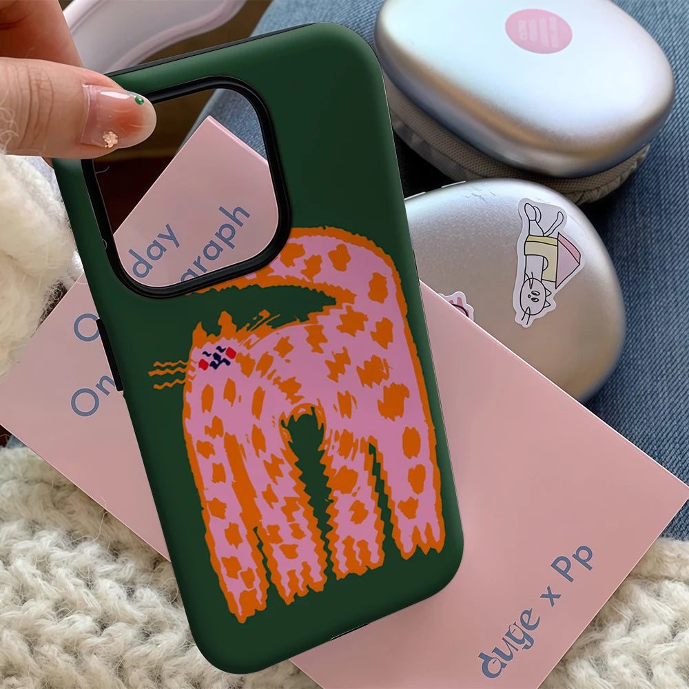 Playful Spotted Cat IPhone17 Must-Haves Phone Case for IPhone 17 16 15 14 13 12 11 Pro Max Plus Double-layer Back Cover