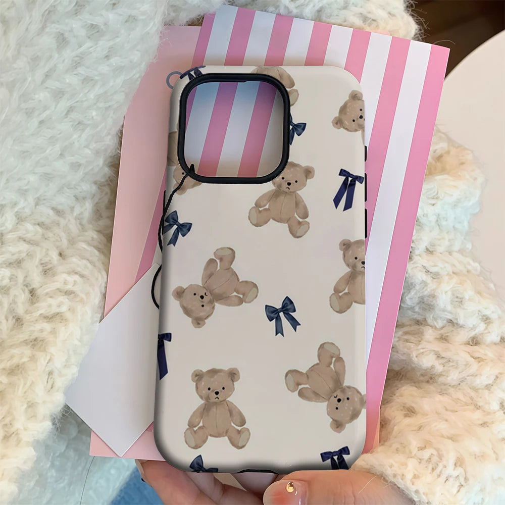 Teddy Bears and Bows IPhone17 Must-Haves Phone Case for IPhone 17 16 15 14 13 12 11 Pro Max Plus Double-layer Back Cover