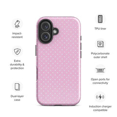 White Polka Dots In Pink Phone Case for iPhone 16 15 14 13 12 11 X XS XR XSMAX 7 8 Pro Max Plus Luxury Double-layer Back Cover