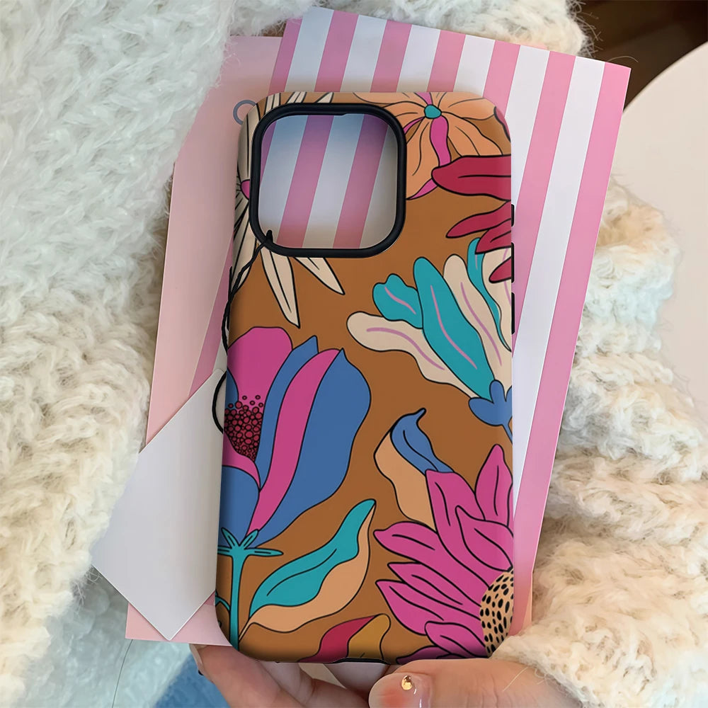 Retro Floral Pop Art Mix IPhone17 Must-Haves Phone Case for IPhone 17 16 15 14 13 12 Pro Max Plus Double-layer Back Cover