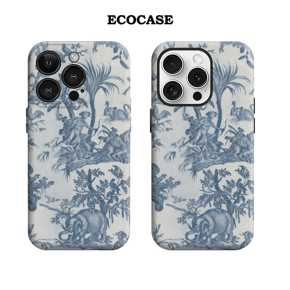 Blue Toile De Jouy IPhone17 Must-Haves Phone Case for IPhone 17 16 15 14 13 12 11 Pro Max Plus Double-layer Back Cover
