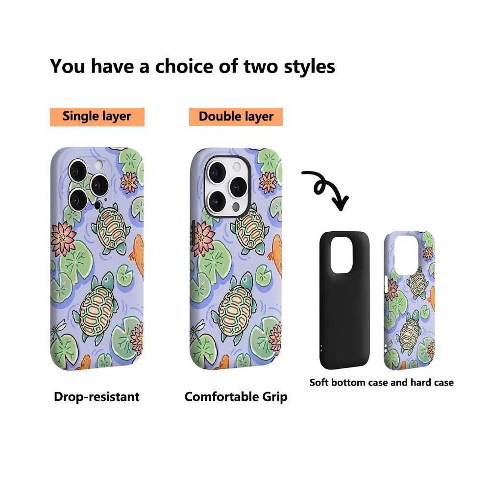 Pond Turtle Dream IPhone17 Must-Haves Phone Case for IPhone 17 16 15 14 13 12 Pro Max Plus Double-layer Back Cover