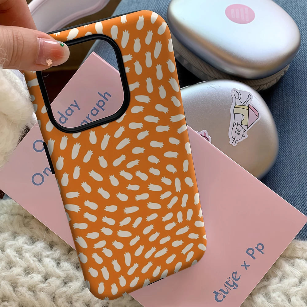 Whimsical Orange Pattern IPhone17 Must-Haves Phone Case for IPhone 17 16 15 14 13 12 11 Pro Max Plus Double-layer Back Cover