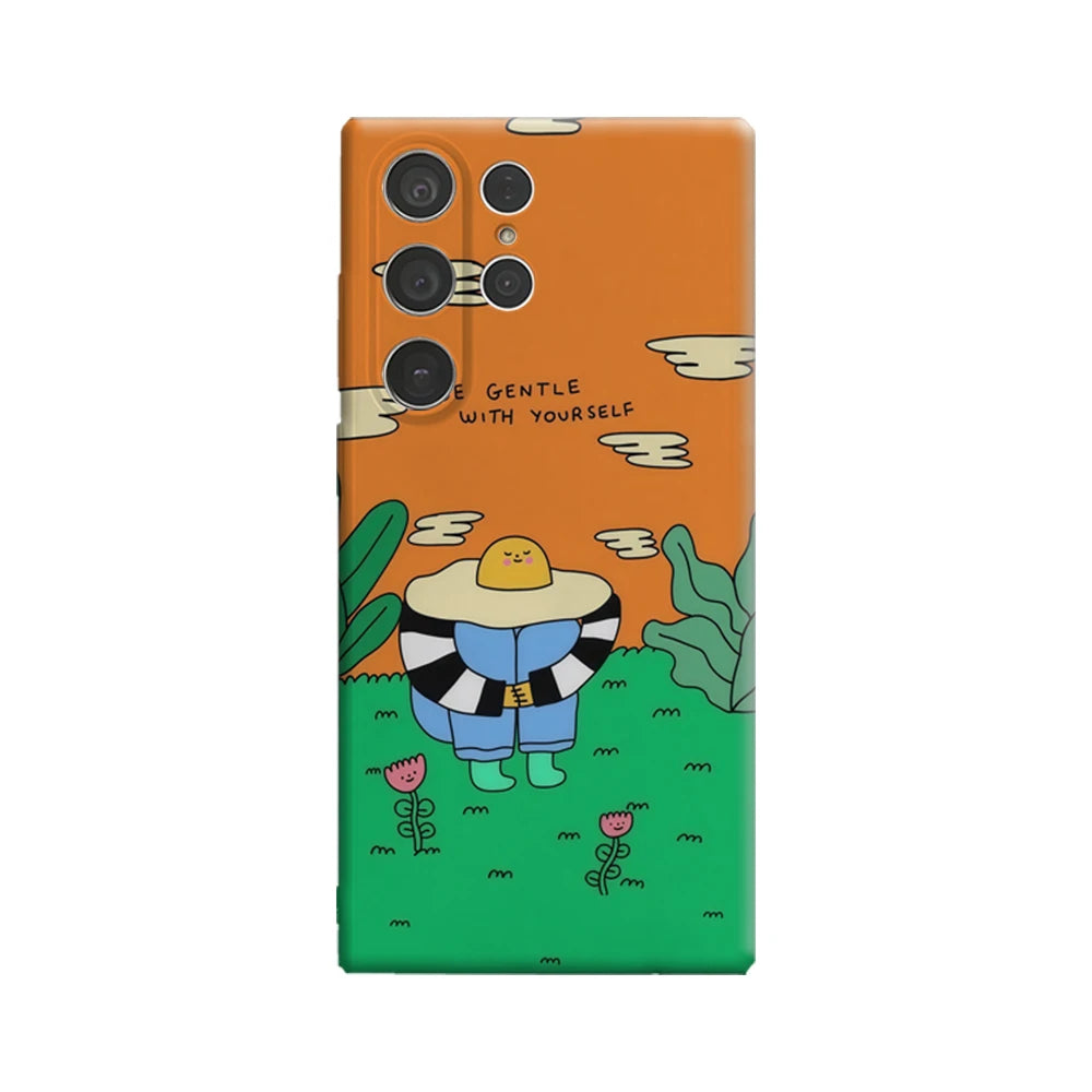 Wholesome Self-Care Phone Case for Samsung Galaxy S25 Ultra S24 S23 Ultra Plus Glossy Double-layer Back Cover