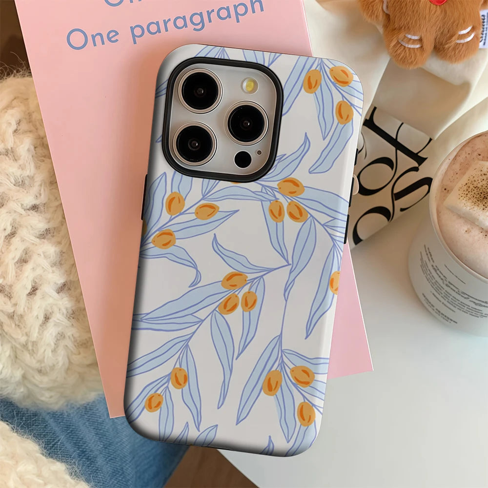 Olive Branch Pattern IPhone17 Must-Haves Phone Case for IPhone 17 16 15 14 13 12 11 Pro Max Plus Double-layer Back Cover