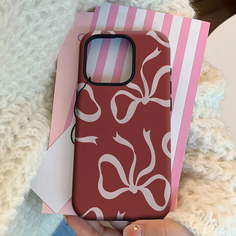 Blush Red Bow Elegance IPhone17 Must-Haves Phone Case for IPhone 17 16 15 14 13 12 11 Pro Max Plus Double-layer Back Cover
