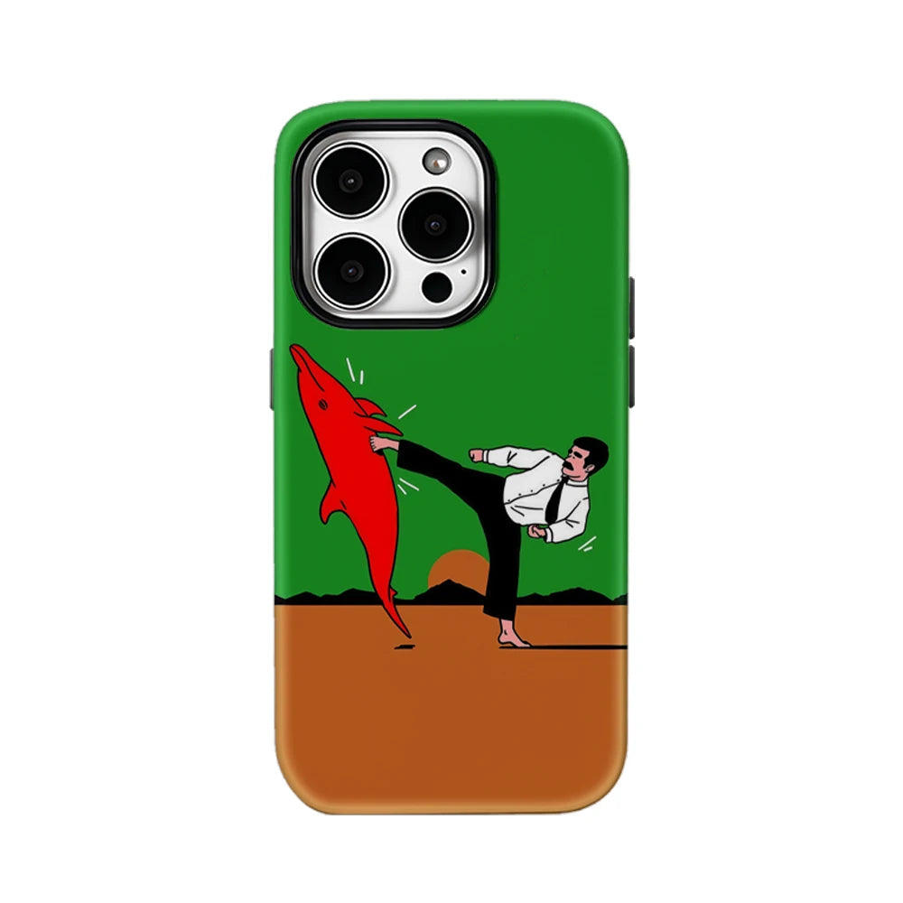 Surreal Karate Dolphin Kick IPhone17 Must-Haves Phone Case for IPhone 17 16 15 14 13 12 Pro Max Plus Double-layer Back Cover