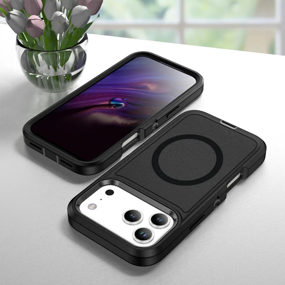 3in1 Heavy Military Otter Armor Box Shockproof Phone Case for iPhone 17 Air 16 15 14 Pro Max For Magsafe Wireless Charging Cover