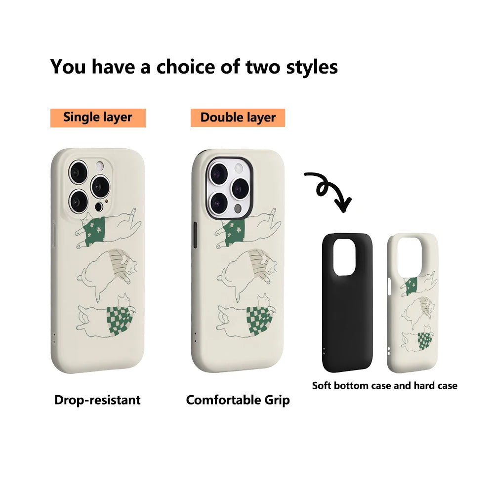 Lazy Cats in Stylish Outfits IPhone17 Must-Haves Phone Case for IPhone 17 16 15 14 13 12 11 Pro Max Plus Double-layer Back Cover