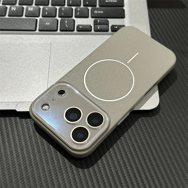 for Magsafe Case for iPhone 17 Air 15 16 14 13 Pro Max Natural Cowhide Lychee Leather Magnetic Protector Luxury Phone Back Cover