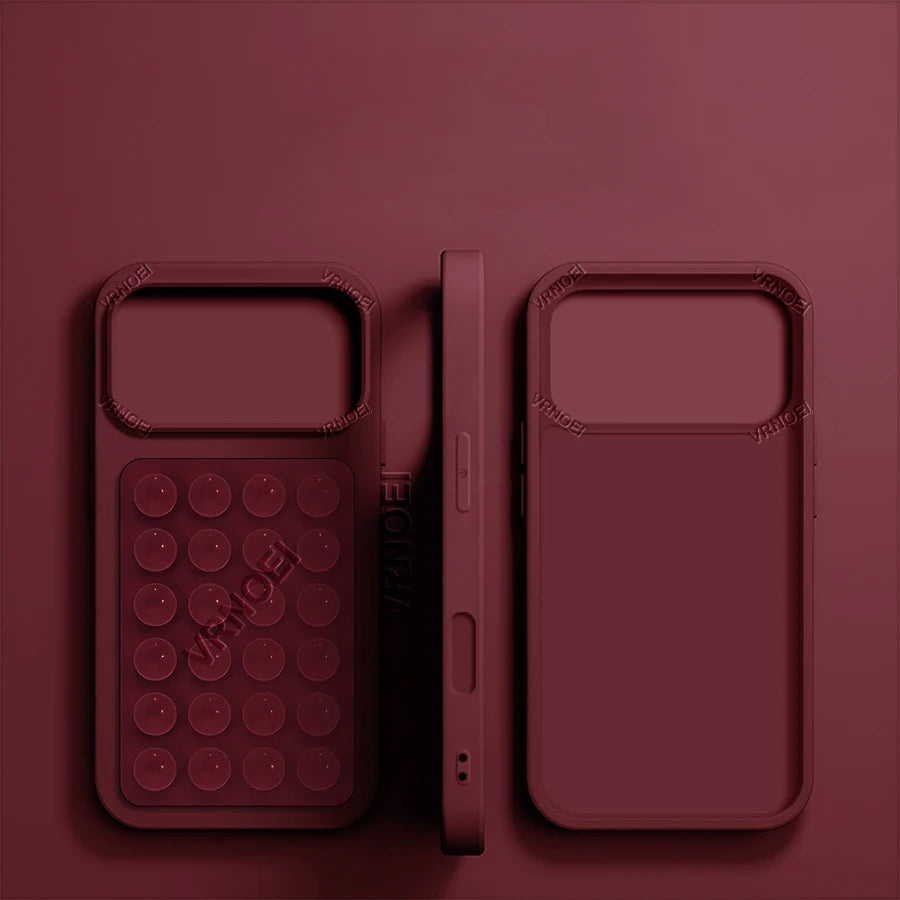 Upgrade 2IN1 Suction Cup Bracket Phone Case For iPhone 16 15 11 12 13 14 17 Pro Max Plus  AIR Cases Shockproof Cover Accessories