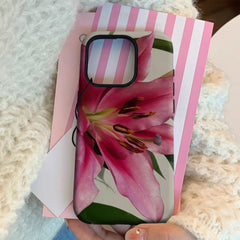 Bright Pink Lily Close-Up Art IPhone17 Must-Haves Phone Case for IPhone 17 16 15 14 13 12 Pro Max Plus Double-layer Back Cover