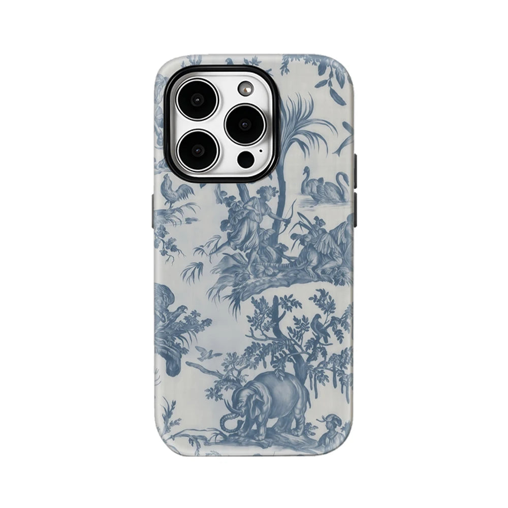 Blue Toile De Jouy IPhone17 Must-Haves Phone Case for IPhone 17 16 15 14 13 12 11 Pro Max Plus Double-layer Back Cover