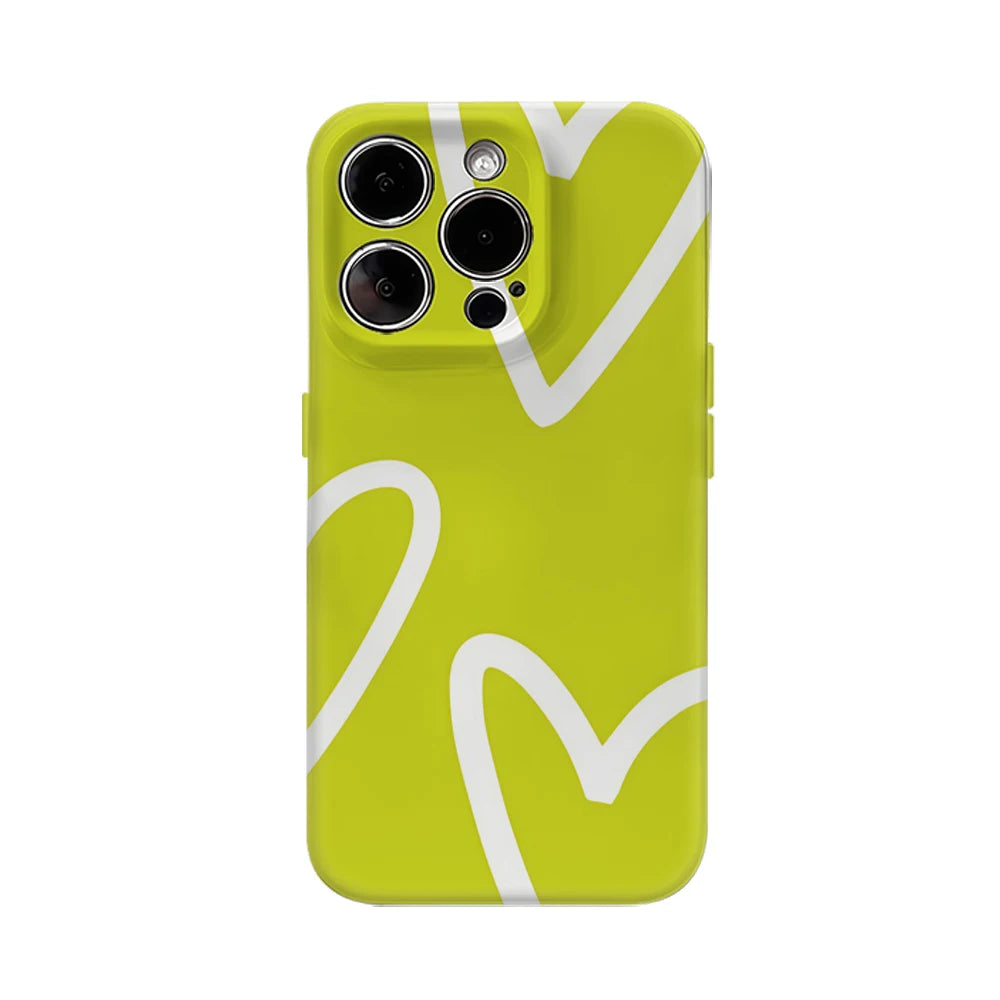 Lime Heart Outlines IPhone17 Must-Haves Phone Case for IPhone 17 16 15 14 13 12 11 Pro Max Plus Double-layer Back Cover