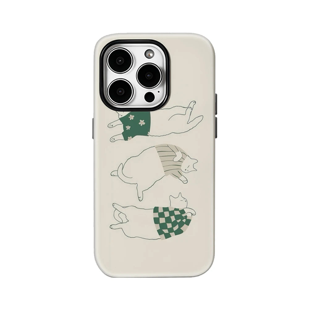 Lazy Cats in Stylish Outfits IPhone17 Must-Haves Phone Case for IPhone 17 16 15 14 13 12 11 Pro Max Plus Double-layer Back Cover