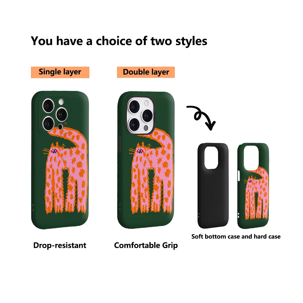 Playful Spotted Cat IPhone17 Must-Haves Phone Case for IPhone 17 16 15 14 13 12 11 Pro Max Plus Double-layer Back Cover