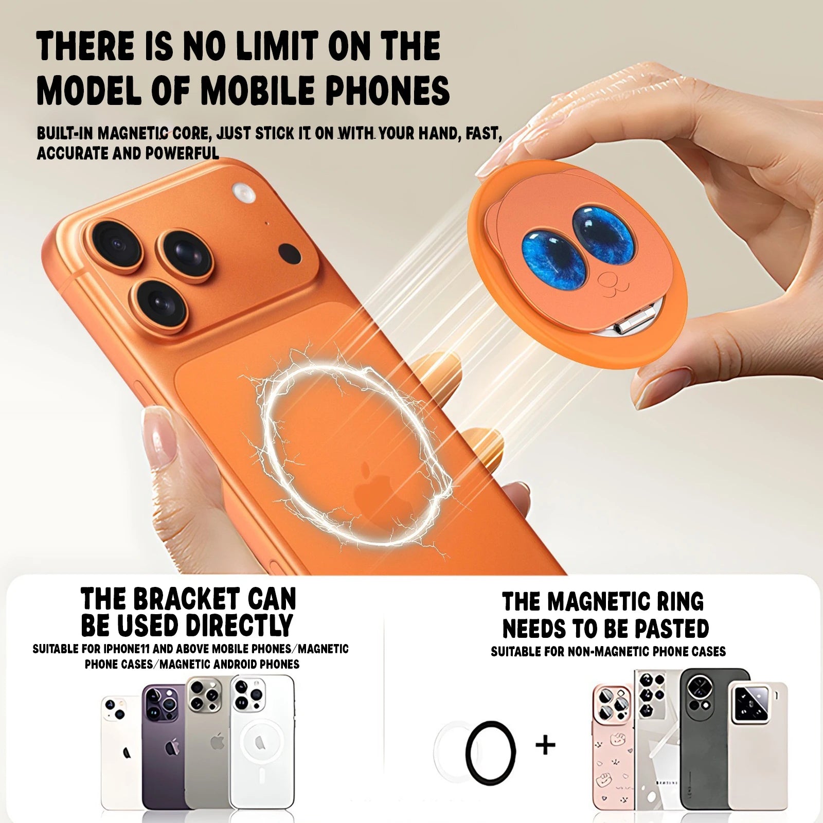 360° Rotating For Magsafe Fold Lazy Desktop Cute Panda Holder For iPhone 16 17 Pro Max Samsung Xioami Magnetic Ring Phone Holder