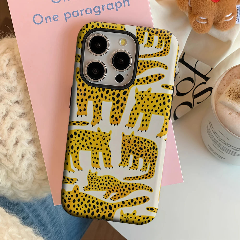 Cheetah Pattern IPhone17 Must-Haves Phone Case for IPhone 17 16 15 14 13 12 11 Pro Max Plus Double-layer Back Cover