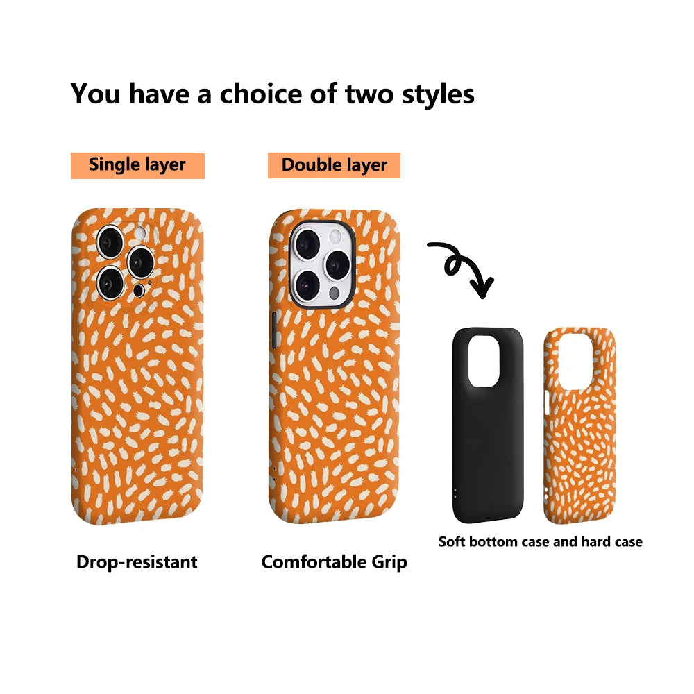 Whimsical Orange Pattern IPhone17 Must-Haves Phone Case for IPhone 17 16 15 14 13 12 11 Pro Max Plus Double-layer Back Cover