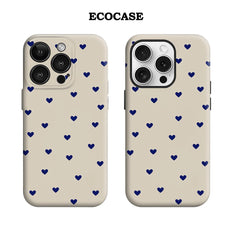 Vintage Navy Heart Ditsy IPhone17 Must-Haves Phone Case for IPhone 17 16 15 14 13 12 Pro Max Plus Double-layer Back Cover