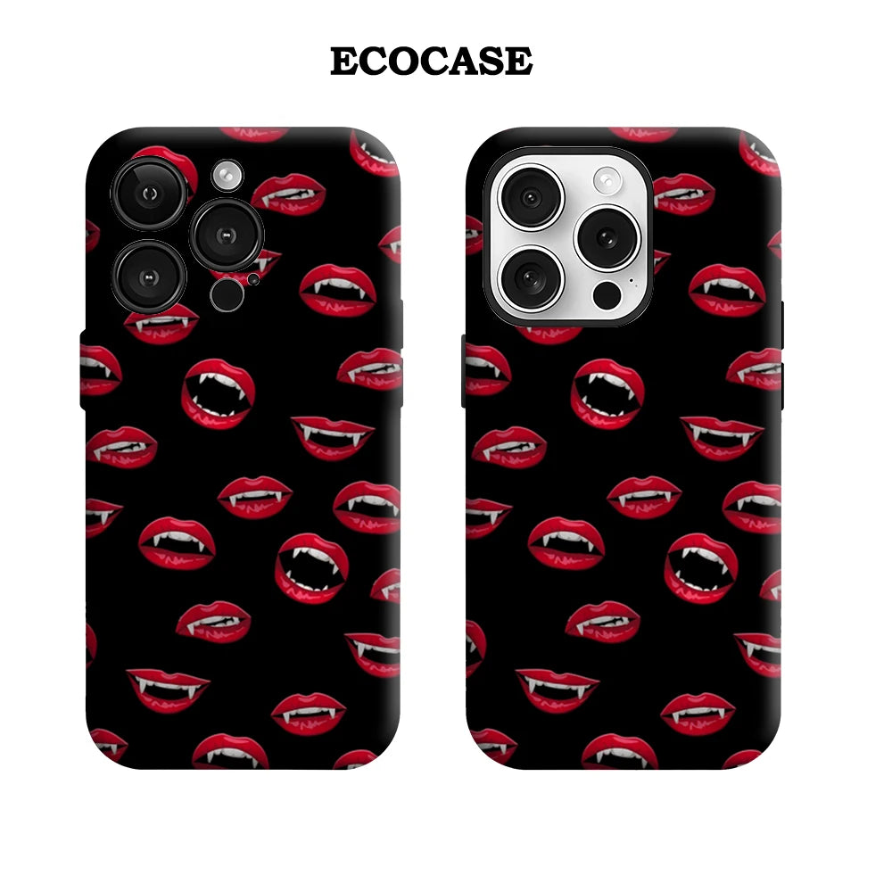 Vampire Lips Pattern IPhone17 Must-Haves Phone Case for IPhone 17 16 15 14 13 12 Pro Max Plus Double-layer Back Cover