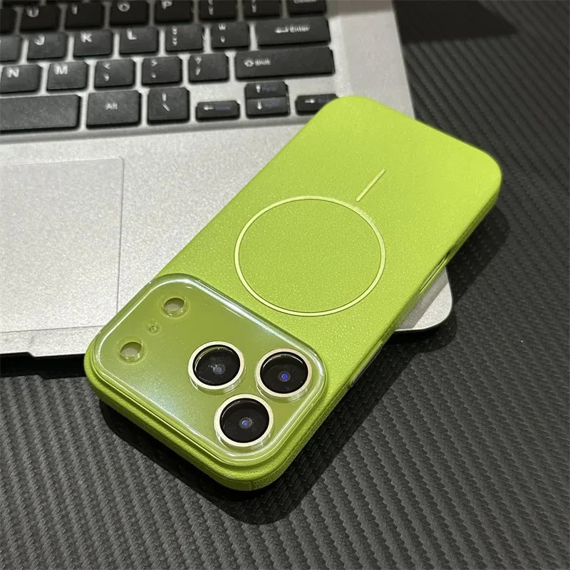 for Magsafe Case for iPhone 17 Air 15 16 14 13 Pro Max Natural Cowhide Lychee Leather Magnetic Protector Luxury Phone Back Cover