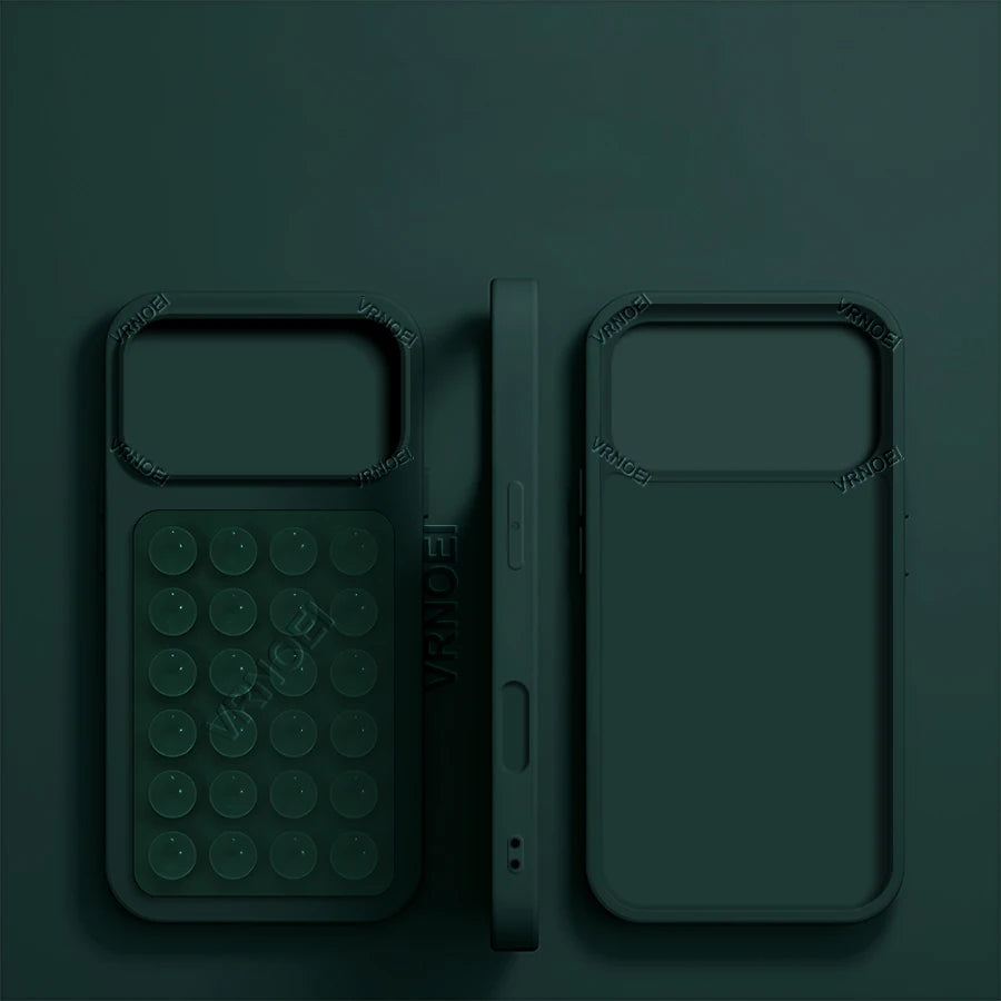 Upgrade 2IN1 Suction Cup Bracket Phone Case For iPhone 16 15 11 12 13 14 17 Pro Max Plus  AIR Cases Shockproof Cover Accessories