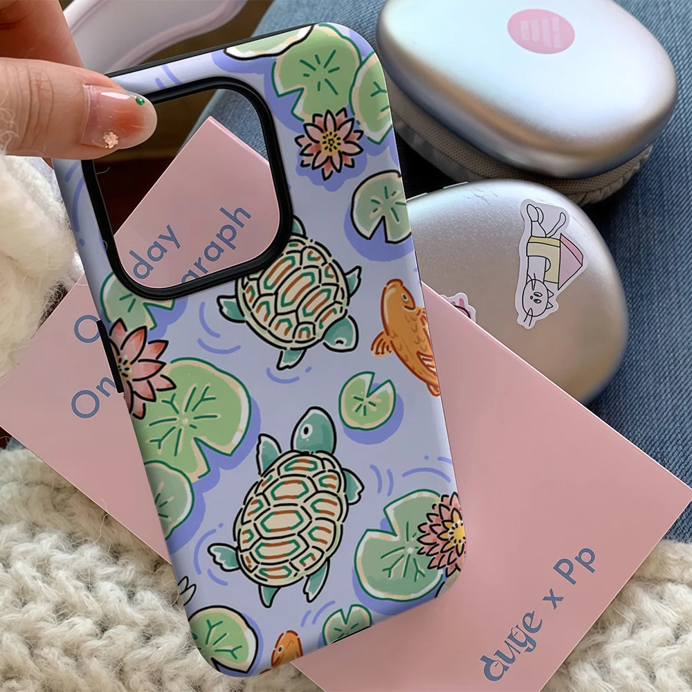 Pond Turtle Dream IPhone17 Must-Haves Phone Case for IPhone 17 16 15 14 13 12 Pro Max Plus Double-layer Back Cover