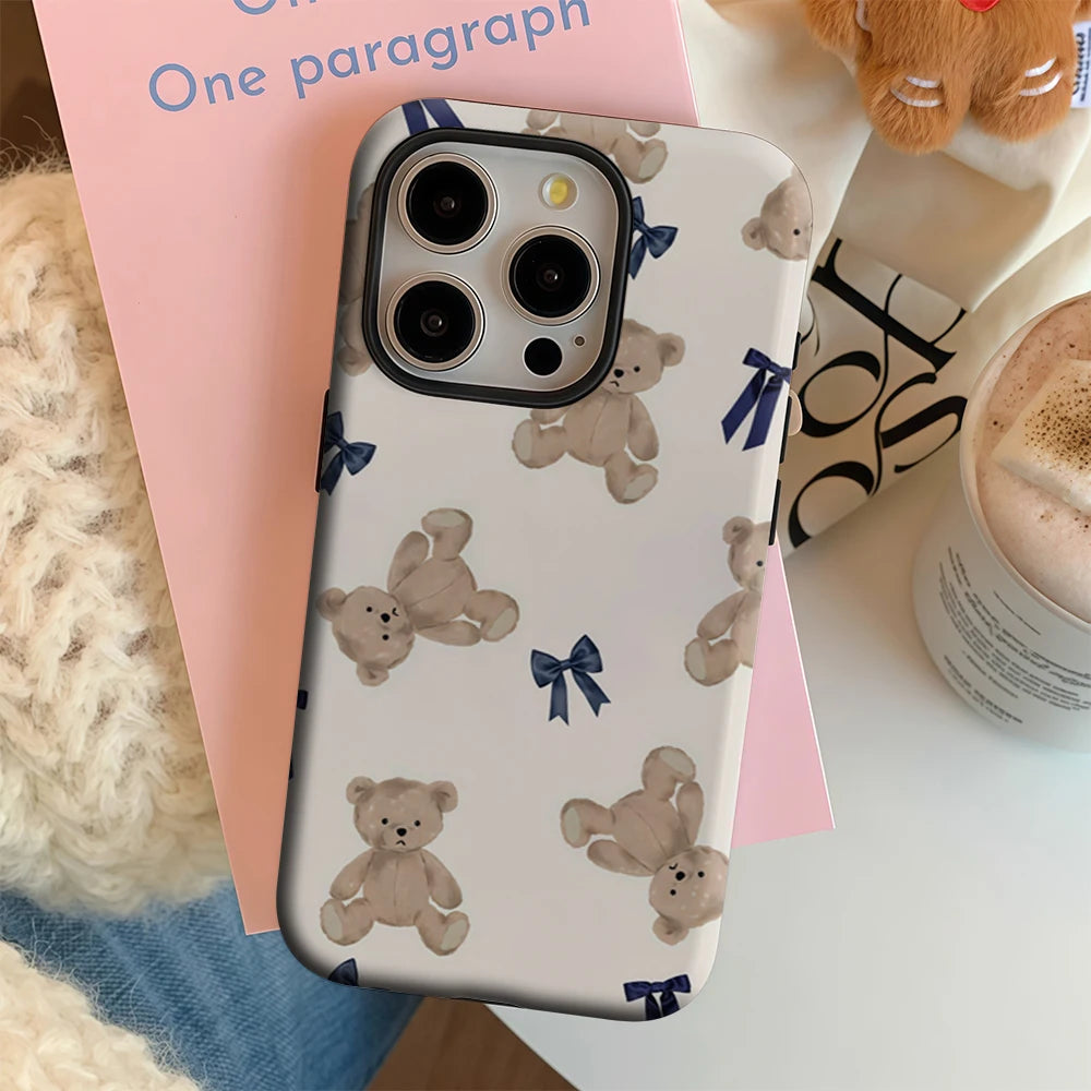 Teddy Bears and Bows IPhone17 Must-Haves Phone Case for IPhone 17 16 15 14 13 12 11 Pro Max Plus Double-layer Back Cover