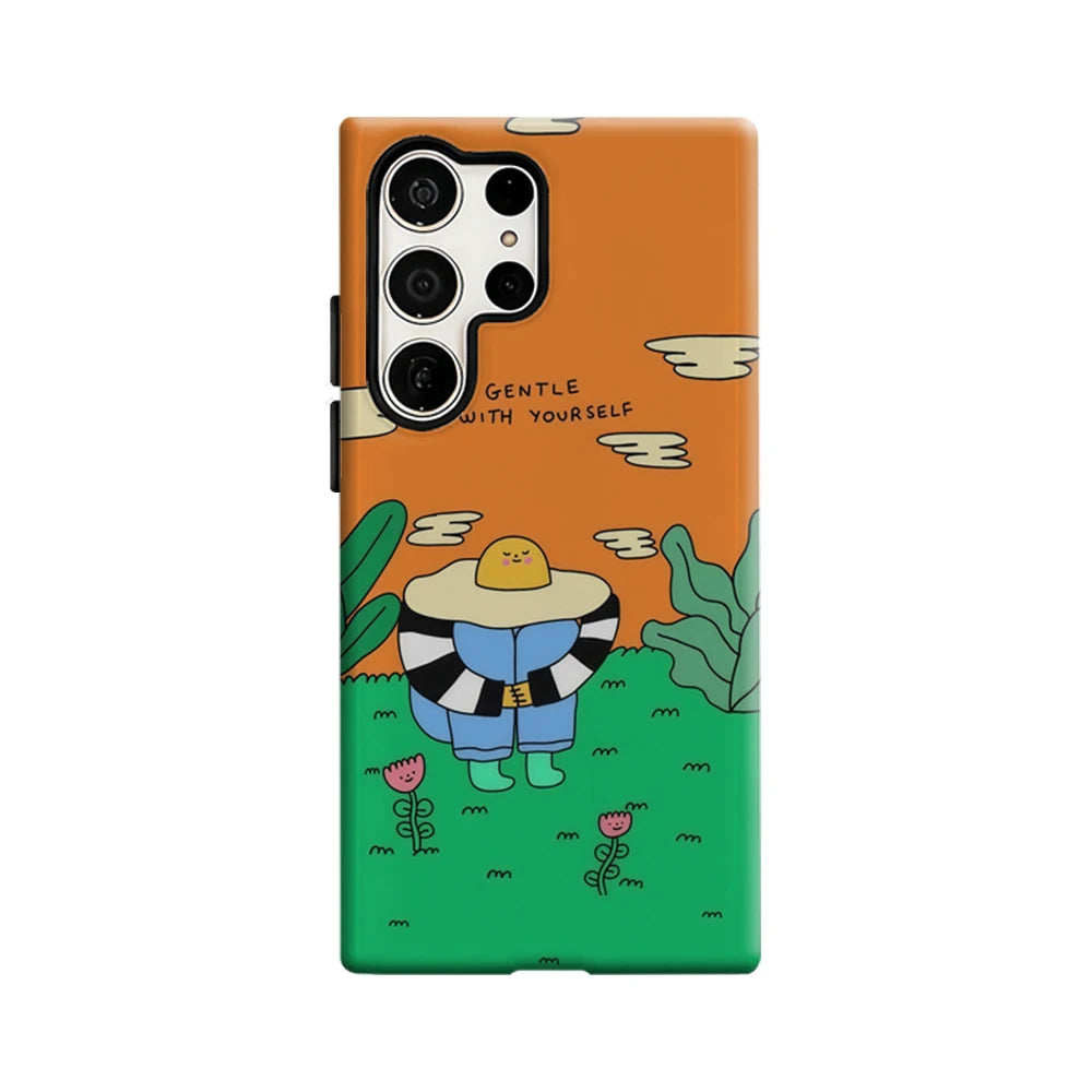 Wholesome Self-Care Phone Case for Samsung Galaxy S25 Ultra S24 S23 Ultra Plus Glossy Double-layer Back Cover