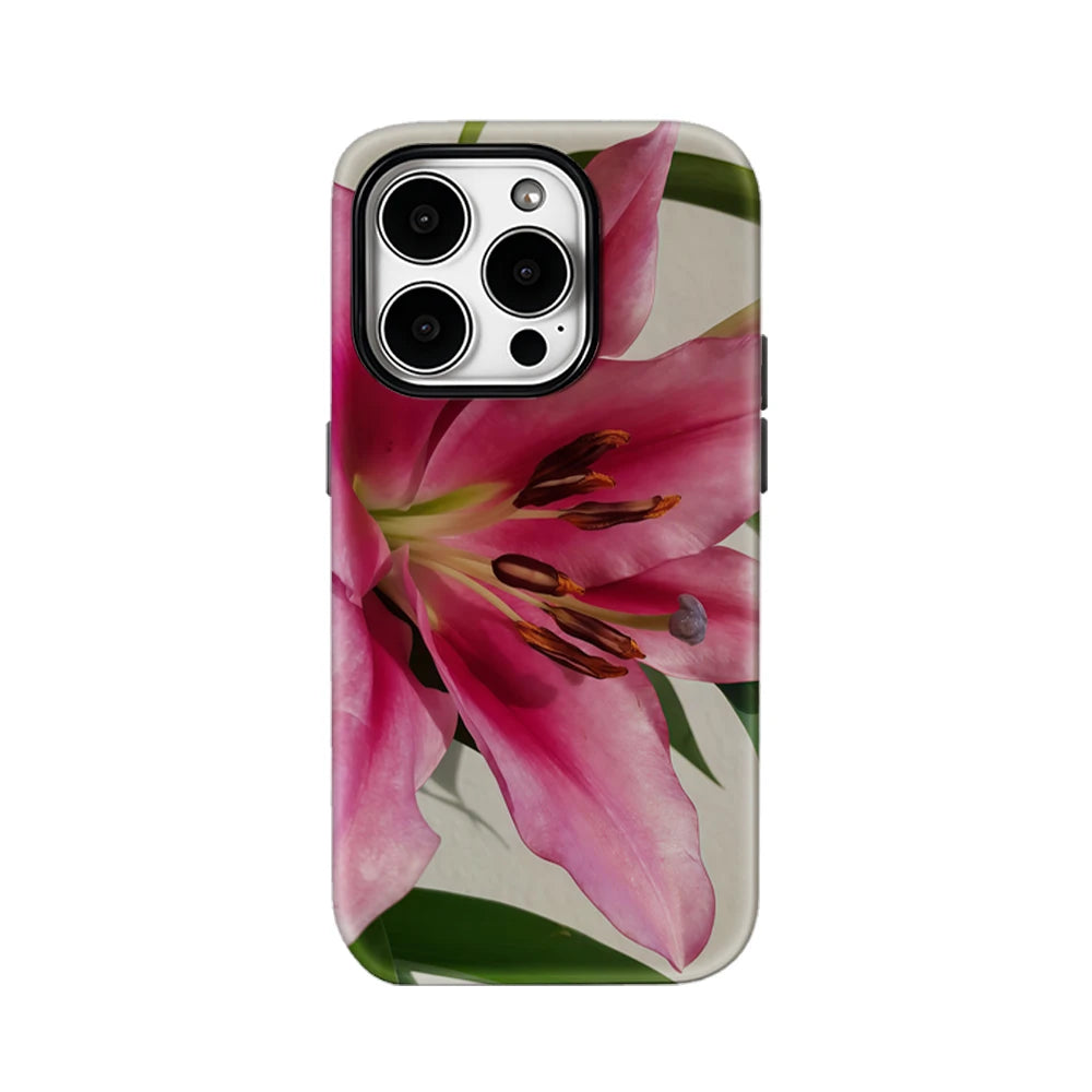 Bright Pink Lily Close-Up Art IPhone17 Must-Haves Phone Case for IPhone 17 16 15 14 13 12 Pro Max Plus Double-layer Back Cover