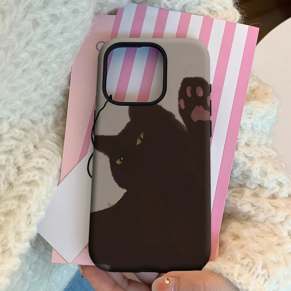 Black Cat Paws Out IPhone17 Must-Haves Phone Case for IPhone 17 16 15 14 13 12 Pro Max Plus Double-layer Back Cover