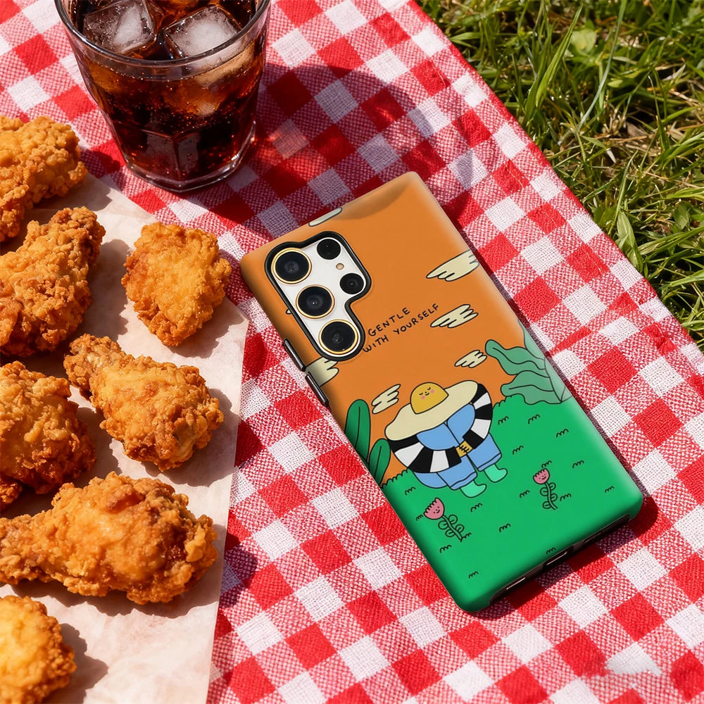 Wholesome Self-Care Phone Case for Samsung Galaxy S25 Ultra S24 S23 Ultra Plus Glossy Double-layer Back Cover