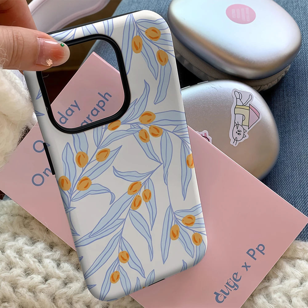 Olive Branch Pattern IPhone17 Must-Haves Phone Case for IPhone 17 16 15 14 13 12 11 Pro Max Plus Double-layer Back Cover