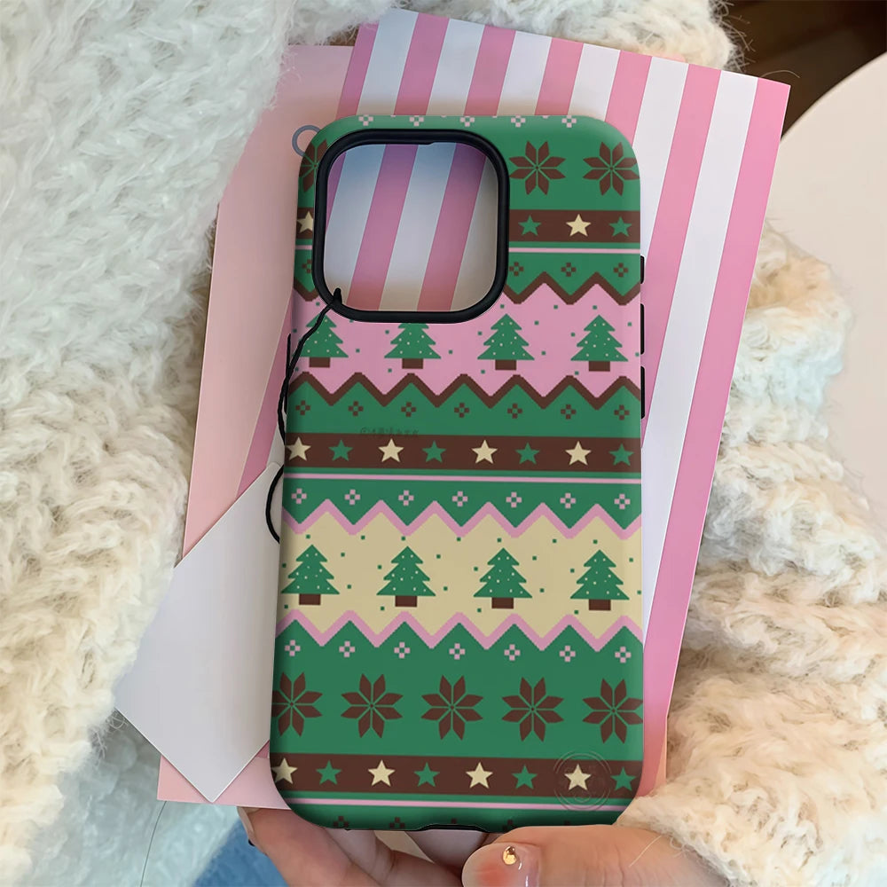 Christmas Knit Stripe IPhone17 Must-Haves Phone Case for IPhone 17 16 15 14 13 12 Pro Max Plus Double-layer Back Cover