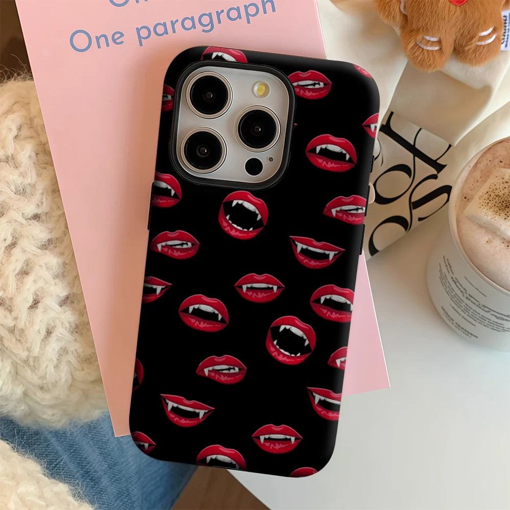 Vampire Lips Pattern IPhone17 Must-Haves Phone Case for IPhone 17 16 15 14 13 12 Pro Max Plus Double-layer Back Cover