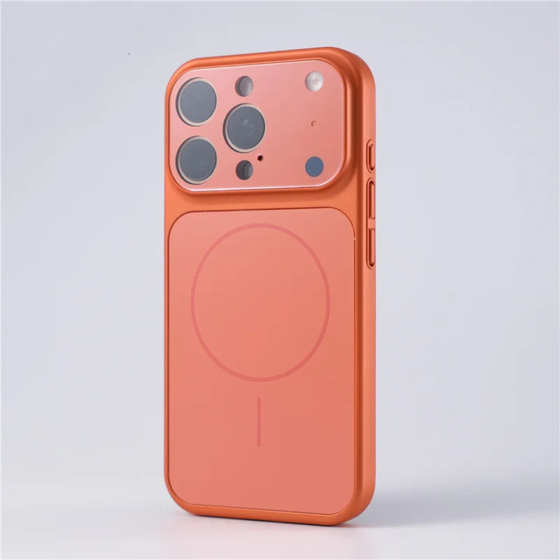 Full Camera Lens Protection Matte Plating Magsafe Case For iPhone 17Air 15 16 17Pro Max Hit Color Shockproof Hard Back Cover
